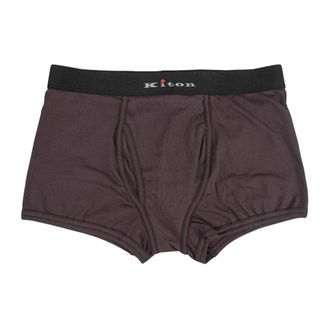 Kiton Bottoms, male, Brown, Size: 2XL Stretch Cotton Boxer Shorts With Logo
