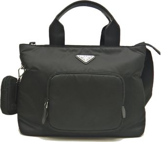 Prada Nero Nylon Pouch Tote Bag (Pre-Owned)