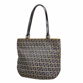 Fendi Gray Navy Nylon Canvas Tote Bag (Pre-Owned)