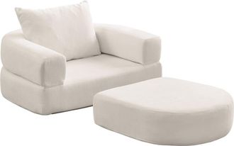 Urban Meuble Sill&oacute;n convertible con reposapi&eacute;s de tela, cama plegable