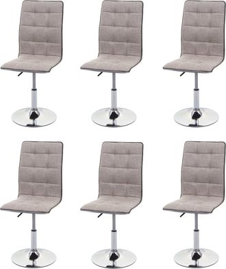 Hhg [nunca Usado] Juego De 6 Sillas De Comedor Hhg-105, Sillas De Cocina, Giratorias Y Regulables En Altura, Tela/tejido Mvg, Gris Crema
