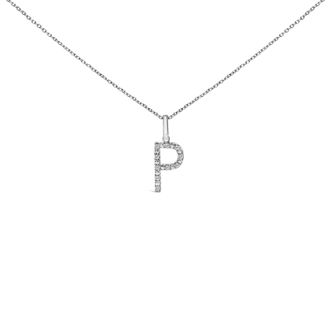 House of Brilliance Sterling Silver Diamond Accent C Initial Pendant Necklace