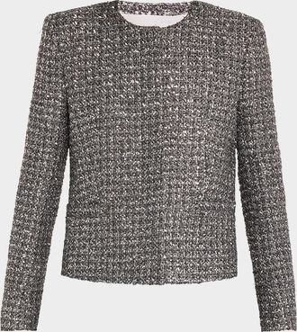 Maria McManus Metallic Paillette Tweed Shrunken Jacket