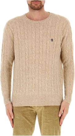 Ballantyne Sportieve en Jeugdige Trui - Heren - Ronde hals truien - Beige - XL - Wol - Truien & Vesten