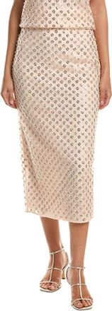 Milly Rosemary Sequin Embroidered Netting Midi Skirt