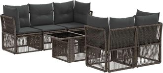 vidaXL Conjunto De Sof&aacute;s De Jard&iacute;n 6 Uds. Gris Rat&aacute;n Sint&eacute;tico Vidaxl