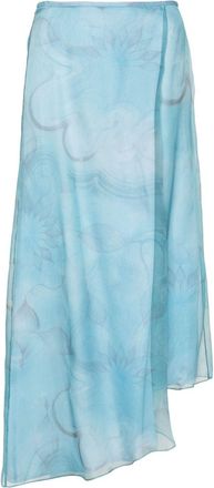 Giorgio Armani floral-print asymmetric skirt - women - Silk/Silk - 42 - Blue