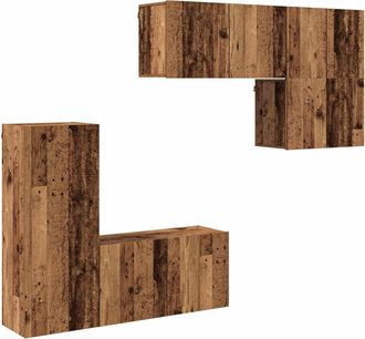 vidaXL Vidaxl Unit&agrave; Tv Da Parete 5 Pz Legno Vecchio Legno Ingegnerizzato