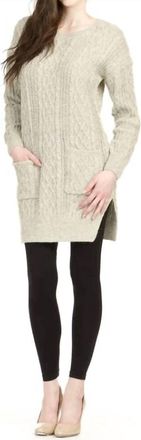 Papillon Cable Knit Midi Sweater Dress In Stone