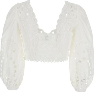 Charo Ruiz Ibiza Womens Top Luna White Cotton Blend Tops