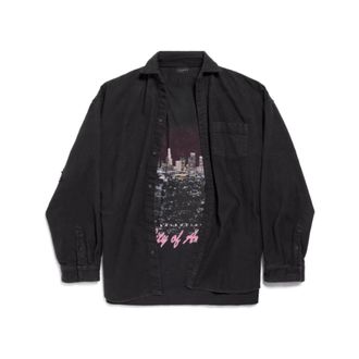 Balenciaga Layered Black Shirt with Trompe loeil - male - Balenciaga - Casual Shirts - Black - L - Shirts