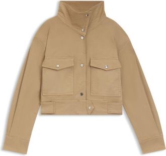 BOSS Cropped jacket in paper-touch cotton twill
