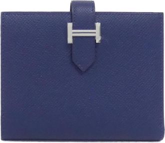 Herm&egrave;s Blue Navy Epsom Leather Wallet (Bi-Fold) (Pre-Owned)