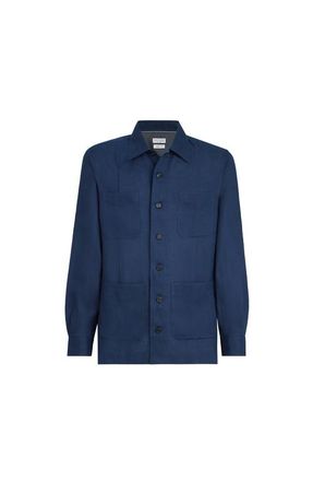 Brunello Cucinelli Linen guayabera in Navy Blue at Nordstrom, Size Xxx-Large Eu