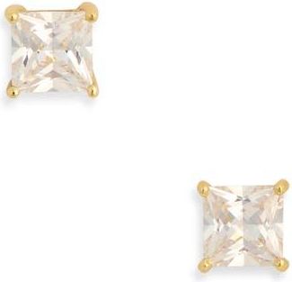 Nordstrom Rack Princess Cut Cubic Zirconia Stud Earrings in Clear- Gold at Nordstrom Rack