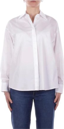 Dondup Overhemden, Dames, Wit, M, Polyester, Logo Back Shirt
