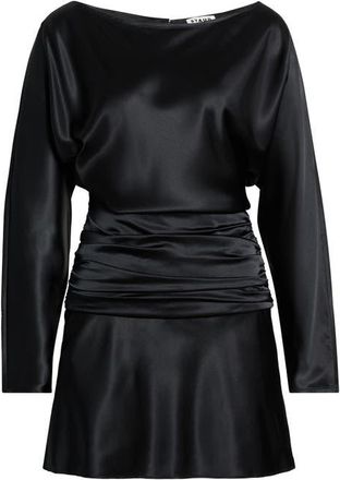 Staud Freda Long Sleeve Silk Blend Minidress in Black at Nordstrom, Size 10