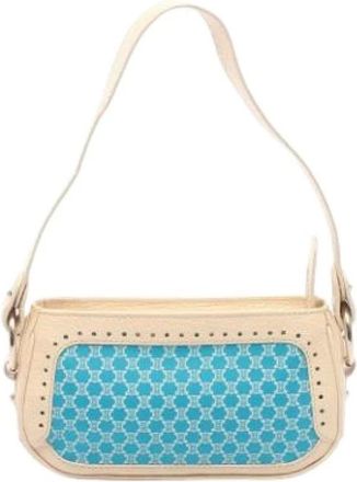 Celine Pre-owned Vintage Canvas Shoulder Bag - Dames - Vintage Schoudertas - Blauw - ONE Size - Leer - Vintage