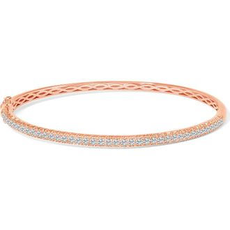 House of Brilliance 14K Gold 1.00 Cttw Half Eternity Diamond Bangle Bracelet in Rose at Nordstrom