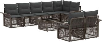 vidaXL Conjunto De Sof&aacute;s De Jard&iacute;n 9 Uds. Gris Rat&aacute;n Sint&eacute;tico Vidaxl