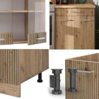 Vicco Mueble De Cocina R-line, Roble Artesanal/roble Dorado, 200 Cm Sin Encimera