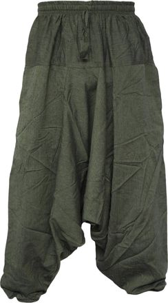 Gheri Mens Light Cotton Drop Crotch Ninja Aladdin Genie Harem Trousers Green SM