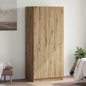 Berkfield Home Wardrobe Artisan Oak 90x52x200 cm Engineered Wood in Brown | Size: 90 x 52 x 200 cm
