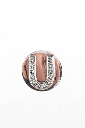 Spallanzani Sterling Silver Diamond Initial U Letter Magnetic Round Charm