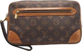 Louis Vuitton Brown Coated Canvas Leather Clutch Bag (Pre-Owned)