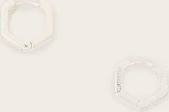 AllSaints Main: 100% Sterling Silver Otto Wide Hex Earrings, Size: One Size