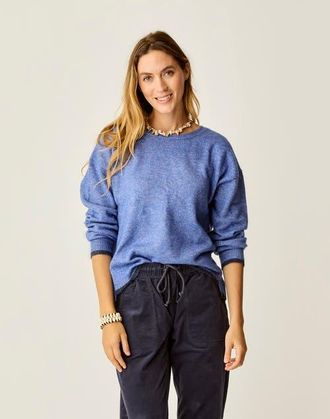 Carve Designs Drue Fuzzy Sweater in Capri Blue W. Dark Capri at Nordstrom, Size Large