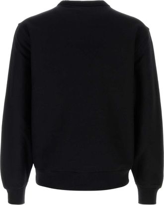Burberry Mens Logo-Embroidered Cotton Blend Sweatshirt Black Polyester Sweater