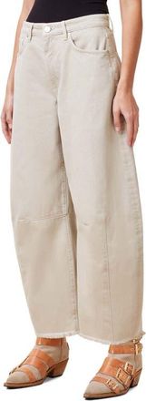 AllSaints Jett Frayed Hem Loose Barrel Jeans in Cream White at Nordstrom, Size 29