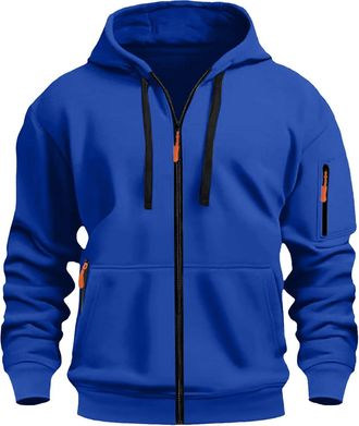 Generic Mens Full-Zip Fleece Hoodie Classic Plain Hooded Sweatshirt Long Sleeve Jacket with Zipper Pocket Comfortable Zip-Up Hooded Top Mens Hoodie Classic Id
