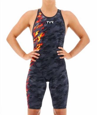 TYR Womens Venzo Closed Back Swimsuit In Camo Fire