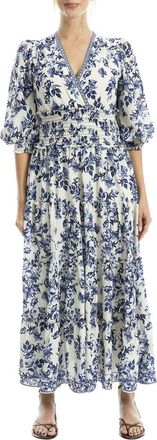 Max Studio Surplice Smocked Waist Maxi Dress