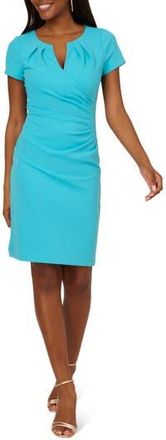 Adrianna Papell Ruched Knit Crepe Sheath Dress in Azure Blue at Nordstrom Rack, Size 6