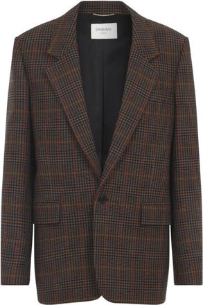 Saint Laurent Bruine Wollen Jas Stijlvol Ontwerp - Dames - Blazers - Bruin - M - Wol - Jassen