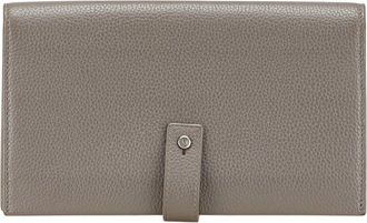 Saint Laurent Gray Leather Long Wallet (Bi-Fold) (Pre-Owned)
