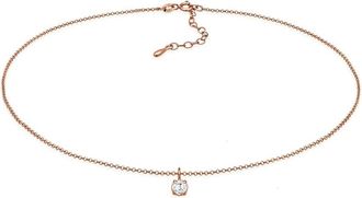 Elli Ladies - Collarino basic in argento sterling 925 color oro rosa con pendente con cristallo solitario in zirconia cubica
