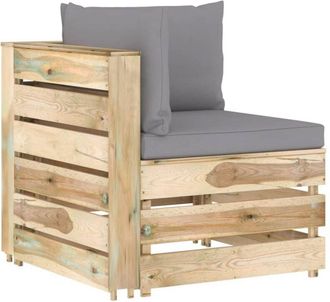 vidaXL Sof&aacute; De Esquina Seccional Con Cojines Madera Impregnada Verde Vidaxl