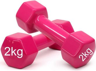 Trade Shop Trade Shop - Coppia Di Manubri In Vinile Da 2kg Ognuno Manubri Pesi Palestra Fitness Rosa