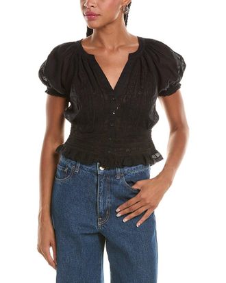Alice & Olivia Alice + Olivia Kathryn Lace Trim Blouse