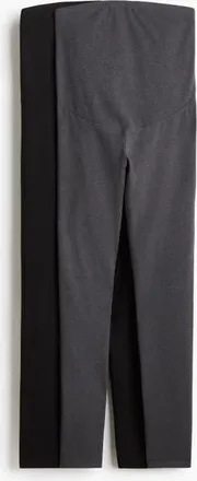 H&M Mama 2-pack Jersey Leggings in Dark Gray/black at Nordstrom, Size Xx-Large