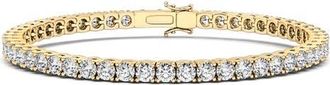 HauteCarat Round Cut Lab Grown Diamond Tennis Bracelet in Yellow Gold at Nordstrom, Size 6.5