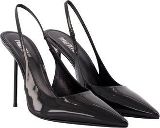 PARIS TEXAS Womens Lidia Slingback Pumps - Paris Texas Leather Black Calfskin Shoes
