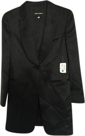 Giorgio Armani Black silk longline tuxedo jacket Size 40