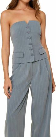 Line & Dot Margo Strapless Top In Denim
