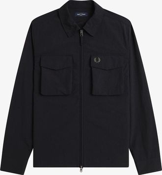 Fred Perry Mens Fred Perry M2402 Ripstop Pocket Overshirt - Black - Size: 38/Regular