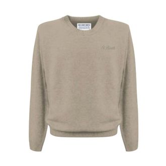 MC2 Saint Barth Round-neck Knitwear, male, Beige, Size: 2XL Regent Lambswool Mens Sweater